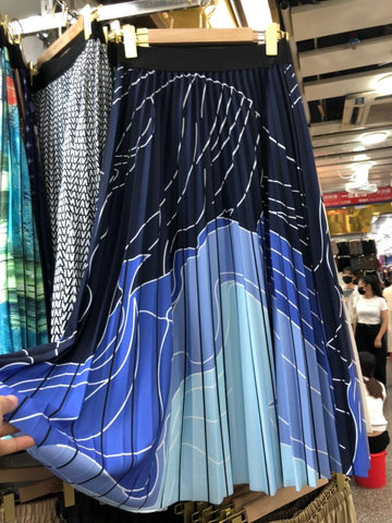 Gradient Thick Skirt A-line Vintage Pleated Long Skirts-WF00486-Veeddydropshipping