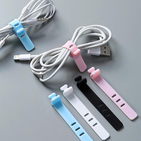 5pcs Silicone Data Cable Winder Headphone Clip Organizer Cord Tie for Power Mouse Headset-PA00867-Veeddydropshipping