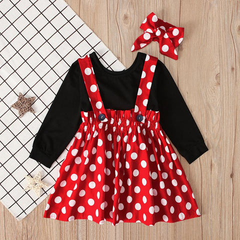 Summer Short Sleeve Dot Dance Suspender Skirt Baby Girls Cartoon-TB00846-Veeddydropshipping