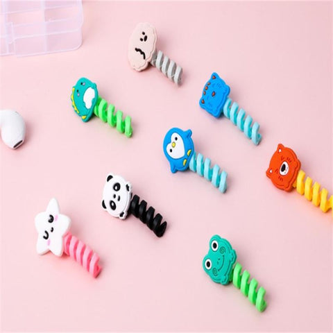 Cartoon Spiral USB Protector Charge Cable Silicone Bobbin Winder For Cell Phone-PA00941-Veeddydropshipping