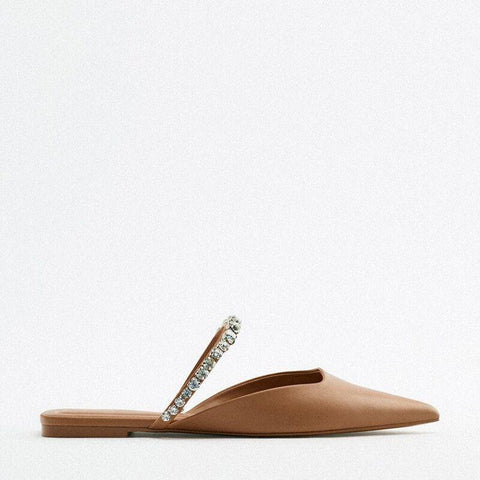 Strap Bling Low Heel Slippers Fashion Pointed Toes Slingback-BS00898-Veeddydropshipping