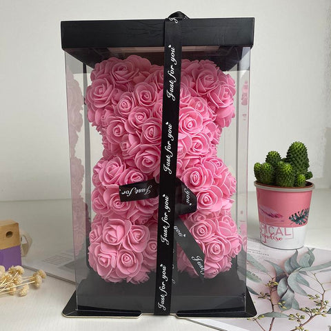 Romantic Valentine Eternal Flower Rose Bear-HA00667-Veeddydropshipping