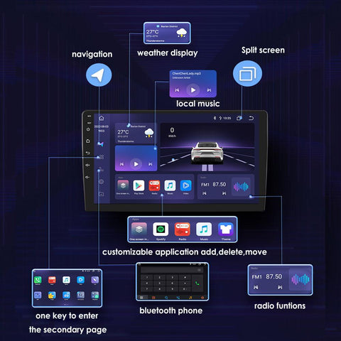 1din Android 12 Car radio Multimedia Video Player 10.1 Inch Universal-AM00659-Veeddydropshipping