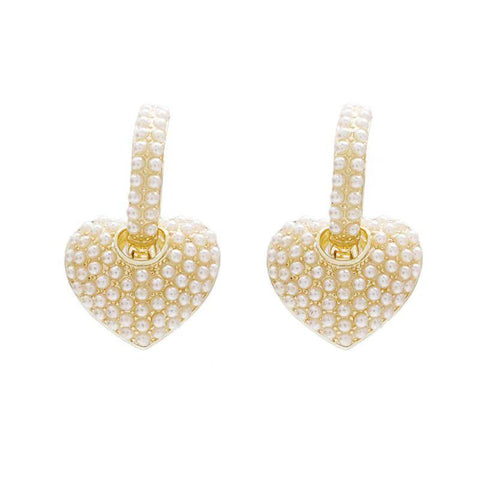 Style Sweet Pearl Peach Heart Love Dangle Earrings -JW00160-Veeddydropshipping