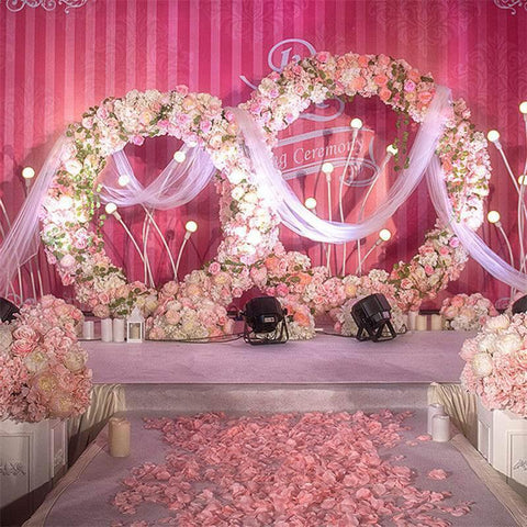 Double Tube Wedding Background Round Metal Arch-HA01729-Veeddydropshipping