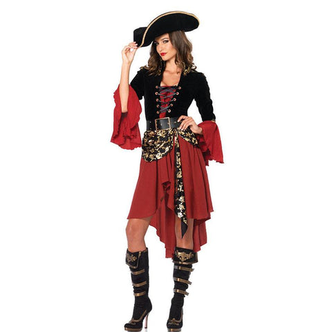Female Caribbean Pirates Captain Costume-WF01607-Veeddydropshipping