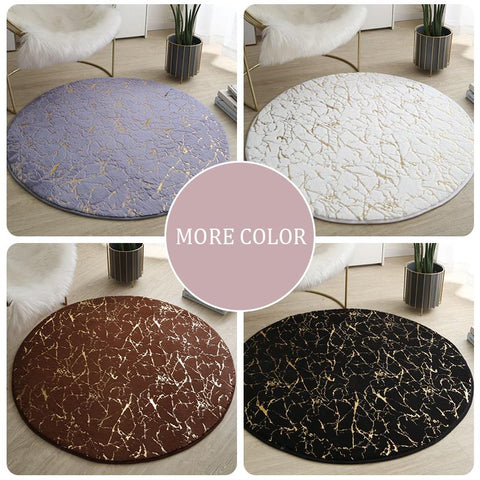 Fur Rug Pink Round Soft Fluffy Rabbit Fur Carpet-HA00549-Veeddydropshipping