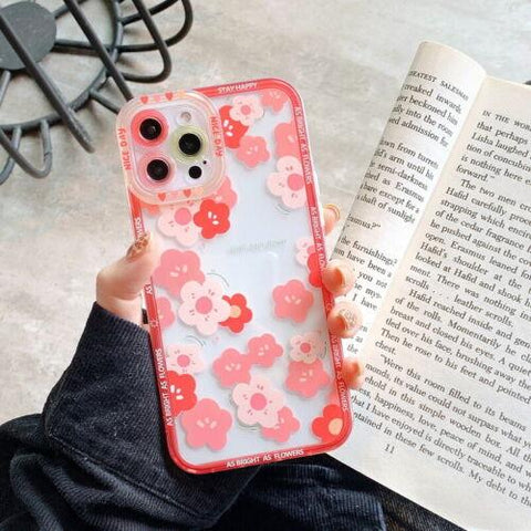 For iPhone 14 13 12 Pro Max 11 XR XS 7 8 Plus Cute Flower Soft Clear Case Cover-PA00150-Veeddydropshipping