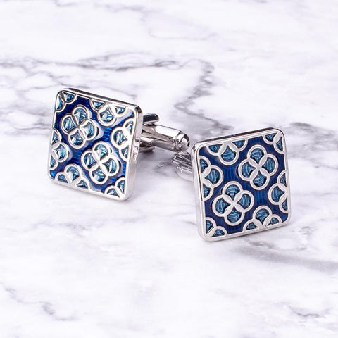 French Shirt Cufflinks and Tie Clip Set Blue Wedding Christmas Gifts-JW01307-Veeddydropshipping