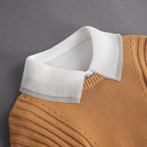 Lace Ladies Front Tie Fake Collar-WF01138-Veeddydropshipping