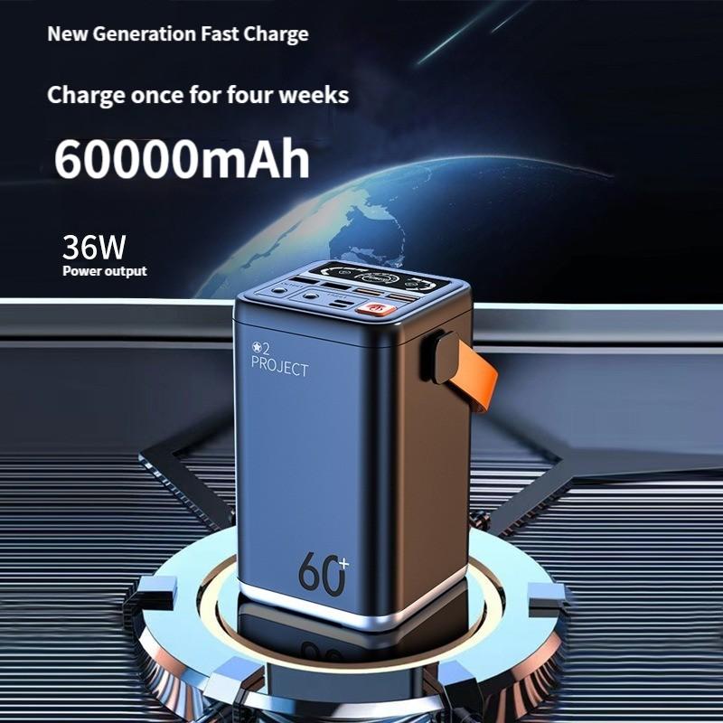 60000mAh Outdoor Power Bank Portable PowerBank External Battery Pack PD 30W Fast Charger-PA00493-Veeddydropshipping