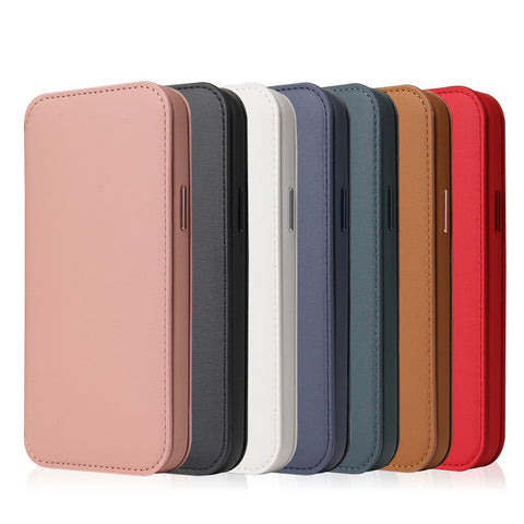 Apply to IPHONE 12 half original leather clamshell card holder electroplated-PA00186-Veeddydropshipping