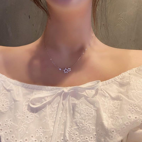 Zircon Star Necklaces Pendant Choker Fashion Creative Jewelry -JW01266-Veeddydropshipping