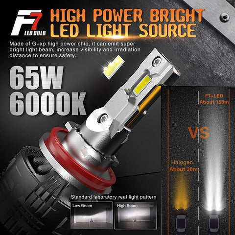 F7 130W 12000LM H7 LED Bulb LED 9005 H7 headlight kit  Fog Light H4 H7-AM00003-Veeddydropshipping