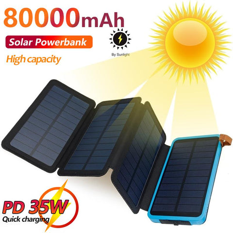 2023 Hot 80000mAh Solar Portable Large Capacity Ultra-thin Power Bank with Led Lamp-PA00497-Veeddydropshipping