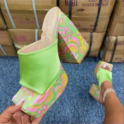 Head Thick Bottom Thick Heel One-line Slippers Women&#39;s-BS00808-Veeddydropshipping