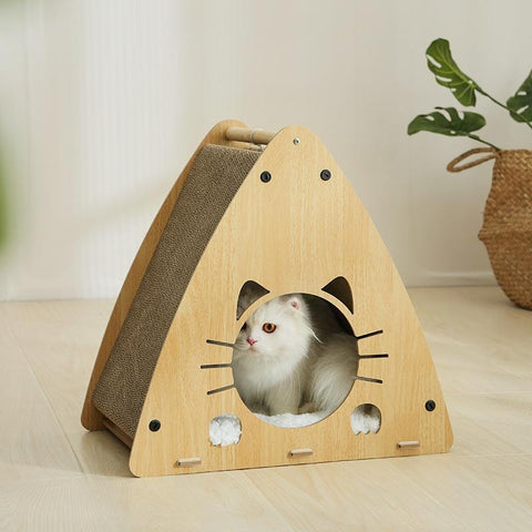Cat Scratch Nest Cat Supplies Solid Wood-HA01444-Veeddydropshipping