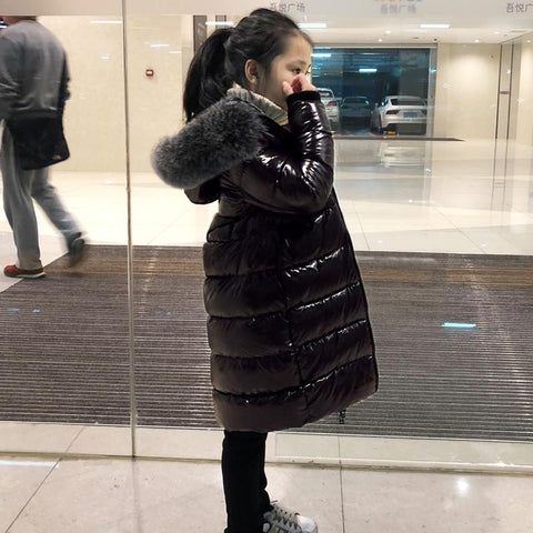 Girls Warm Down Jacket Fox Fur Kids Clothes-TB01023-Veeddydropshipping