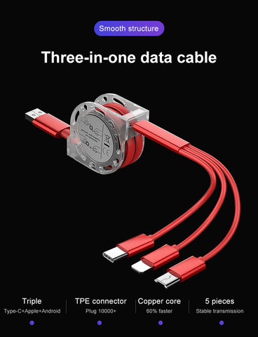 3 in 1 USB Cable For Lightning Type C Micro USB Fast Charging-PA00025-Veeddydropshipping