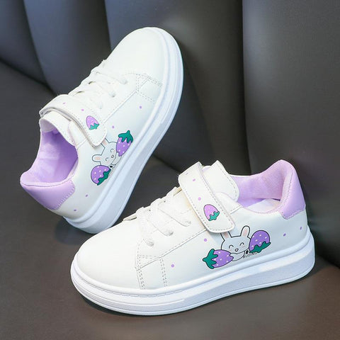 Children&#39;s Shoes Cartoon Strawberry Sports Shoes for Girls 2023 Kids Fashion White Shoes Korean PU Breathable Casual Sneakers