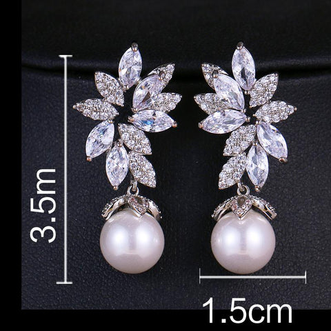 Classic Fashion  Zircon Pearl Earrings Necklaces Jewelry Sets   -JW00365-Veeddydropshipping