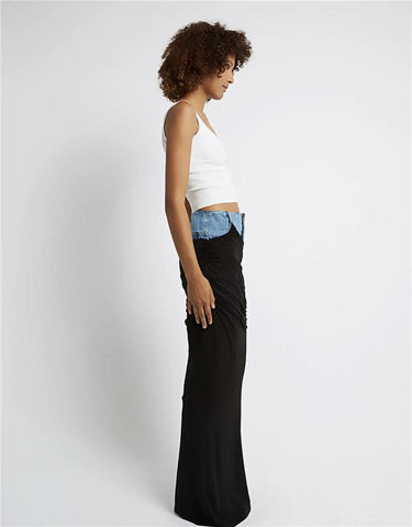 Women High Waist Denim Maxi Skirt-Veeddydropshipping