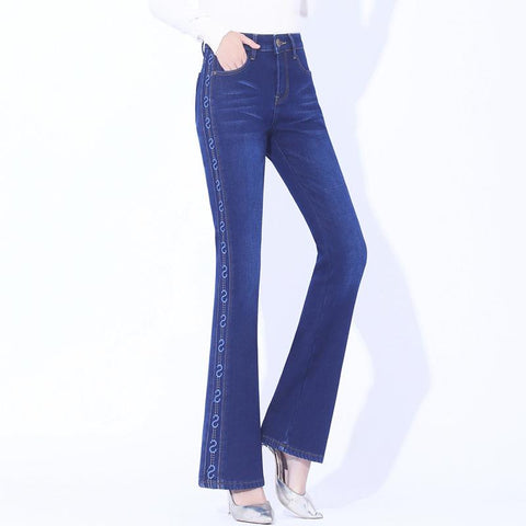 Women Warm Flare Jeans High Waist Oversize-WF00434-Veeddydropshipping