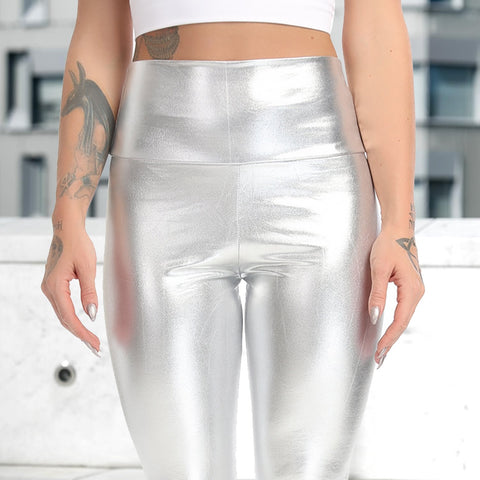 PU Leather Leggings Fitness Women Yoga Pants High Waist Sexy Curvy Elastic -OS00680-Veeddydropshipping