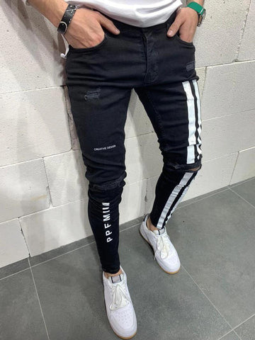 Street Hole Jeans Denim Cotton Workwear Side-MF00492-Veeddydropshipping