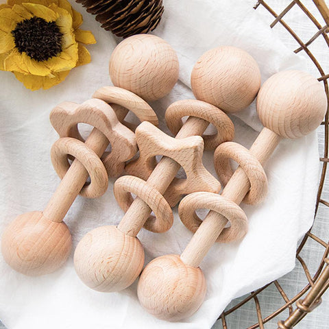 Wood Rattle Baby Toys Montessori Ball Baby Play Gym Teething Ring-TB00518-Veeddydropshipping