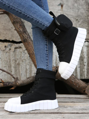 Leather Fashion Buckle High-Top Sports Boots Casual-BS00973-Veeddydropshipping