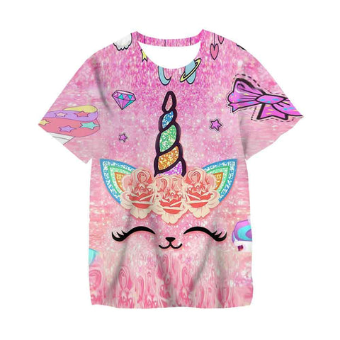 3D Boy Girl Clothes Unicorn Printed T-shirt Summer Wild Face Casual-TB01153-Veeddydropshipping