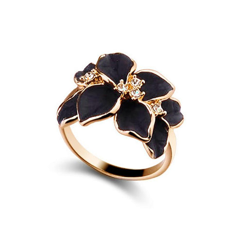 Fashion  Enamel Rose Gold Color Black Bridal Jewelry Sets -JW00349-Veeddydropshipping