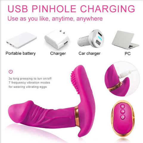 Butterfly Remote Control Female Sexy Toy  Vibrator Massager Sex Toy with Pseudopenis -BH01165-Veeddydropshipping