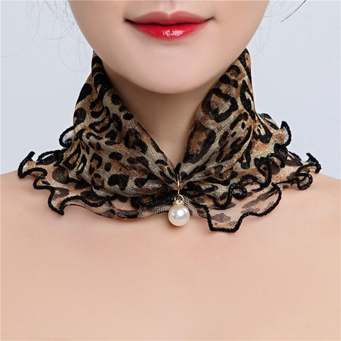 Elegant Chiffon Ruffle Fake Collar Scarf-WF01344-Veeddydropshipping