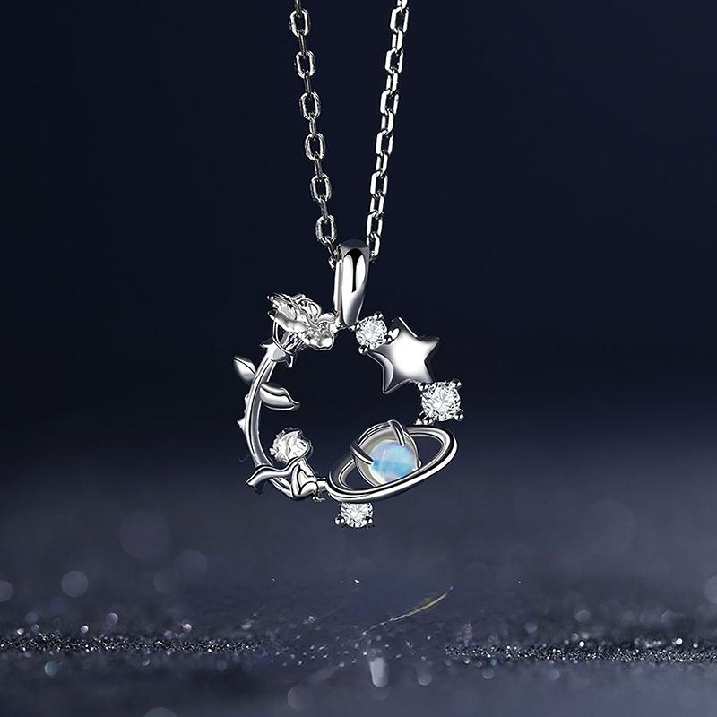 Pendant Necklace Female Zircon Little Prince Rose Necklace -JW01189-Veeddydropshipping