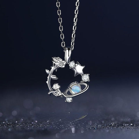 Pendant Necklace Female Zircon Little Prince Rose Necklace -JW01189-Veeddydropshipping