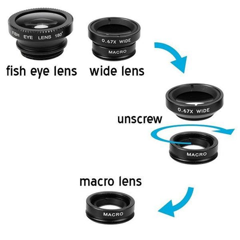 Phone Camera Lens 180 Fish eye Wide Macro  With Case-PA01241-Veeddydropshipping