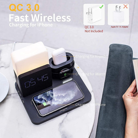 15W 3 in 1 Qi Wireless Charger for iPhone 14 iWatch Charger Desk Lamp -CE00141-Veeddydropshipping