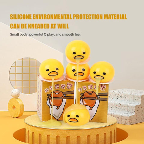 2 Pcs Squishy Puking Egg Yolk Stress Ball with Yellow Stress Toy-TB01507-Veeddydropshipping
