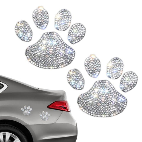 Crystal Dog Paw Print Car Stickers Bling Rhinestone Paw Decals Car Window-AM00076-Veeddydropshipping