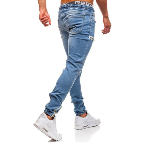 eans Sports MDrawstring Jeans Elastic Slim Pencil Pants-MF00606-Veeddydropshipping