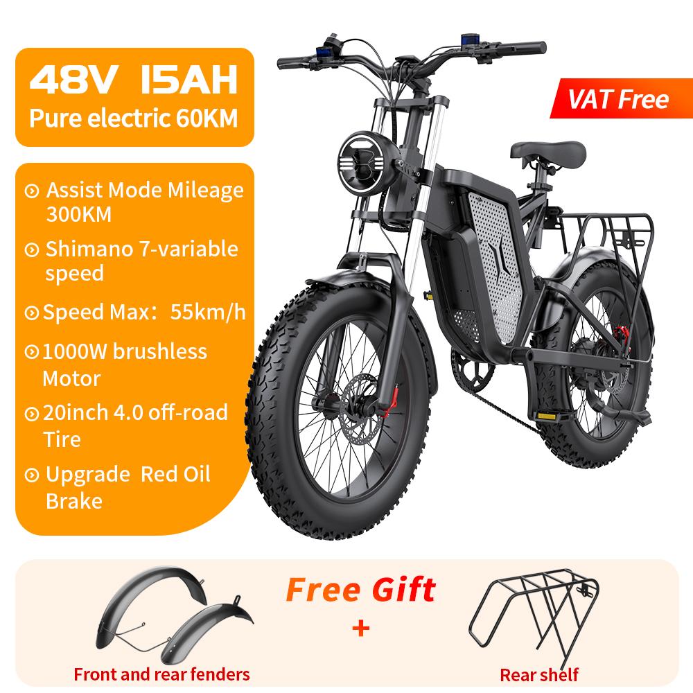 Electric Bike Mountain Moped Ebike 20 Inch Fat Tire 2000W 48V 30AH Road EBike-OS00943-Veeddydropshipping