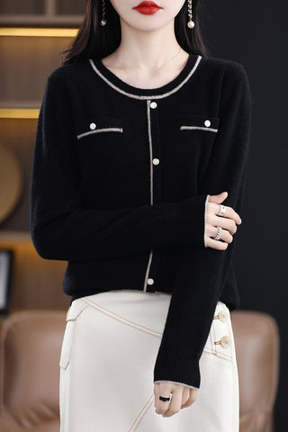 Crewneck Match Color Thread Loose Sweater-WF00104-Veeddydropshipping