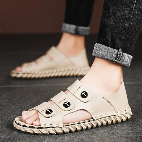 Slippers Male Beach Ankle Shoes Outdoor Hiking Leather-BS01529-Veeddydropshipping