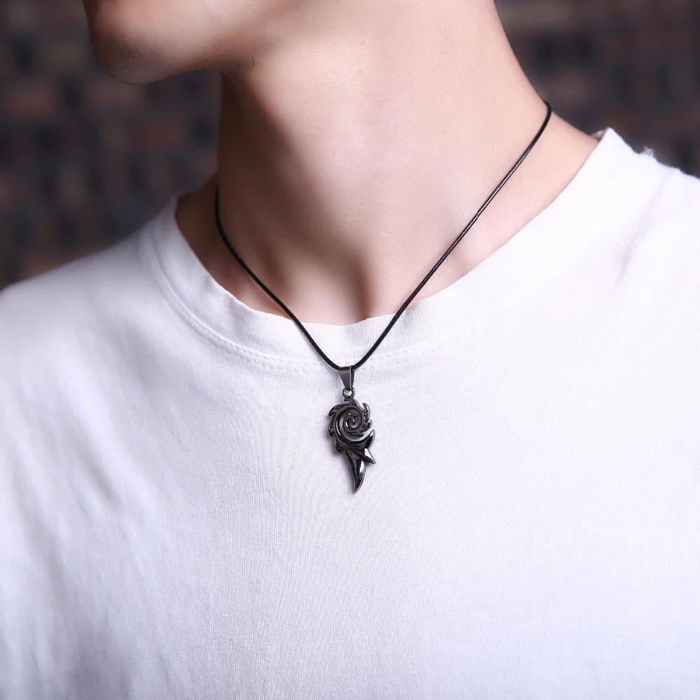 Stainless Steel Leather Chain Pendant Necklace Charm Necklace Jewelry -JW00258-Veeddydropshipping