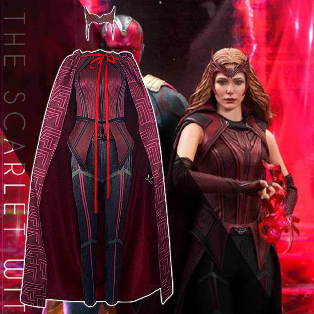 Wanda Vision Scarlet Witch Cosplay Costume-WF01481-Veeddydropshipping