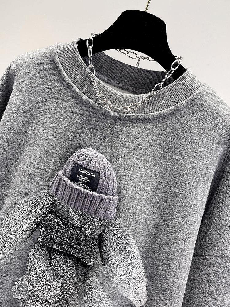 3D Rabbit Round Neck Pullover Autumn Loose-Veeddydropshipping