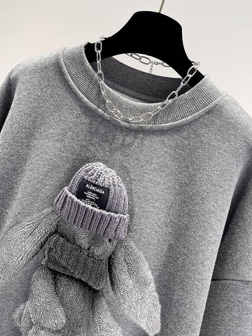 3D Rabbit Round Neck Pullover Autumn Loose-Veeddydropshipping