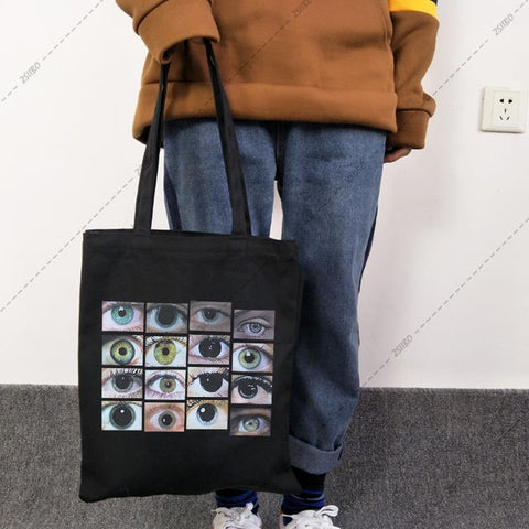 shoulder bag punk shopper bag Gothic eye print canvas bag Vintage-BS00072-Veeddydropshipping